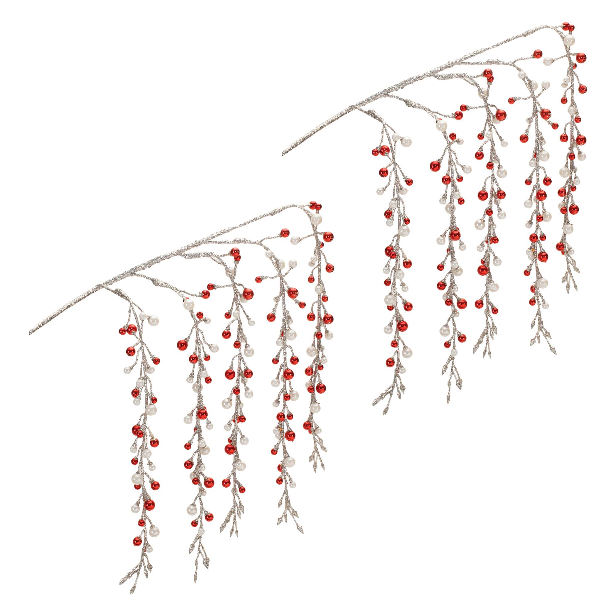 Hanging Glitter Berry Sprays, 2ct.
